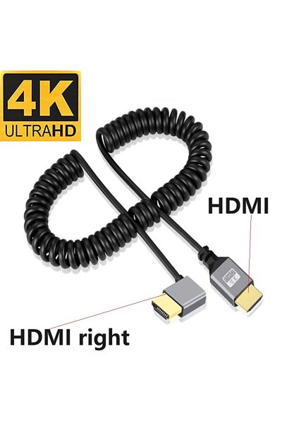 Choice 0.5-2.4m HDMI Right 4K HDMI Spring Cable Male to Male Left Right up Down Mini Micro hdmi Coiled Ex