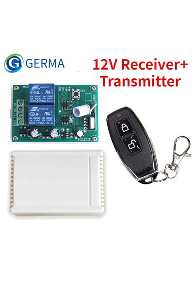 GERMA 1 RC and 1 Receiver GERMA 433Mhz Universal Wireless Remote Control Switch DC 12V 2CH RF Relay Receiv