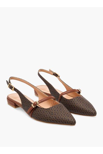 Celeste Women's Monogram Print Slingback Shoes with Buckle Closure