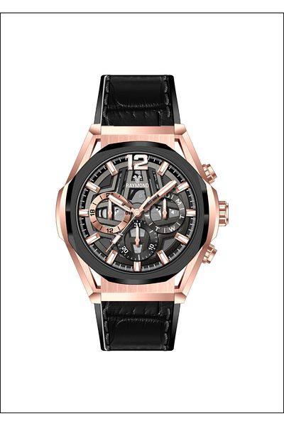 Raymond Rym-9D13 Men's Wristwatch - Steel Case - Silicone Cord 2 Years Warranty