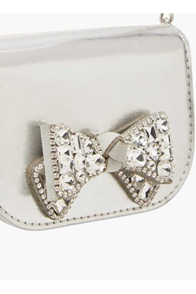 Celeste Celeste Bow Embellished Crossbody Bag with Chain Strap and Button Closure