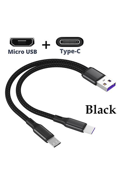 Choice 1.2m black 1micro 1type c 1m 2-in-1 Data Cable Type C Micro Fast Charging Cable Y Splitter 5A Fast C