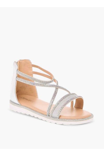 Juniors Embellished Strappy Sandals with Zip Closure