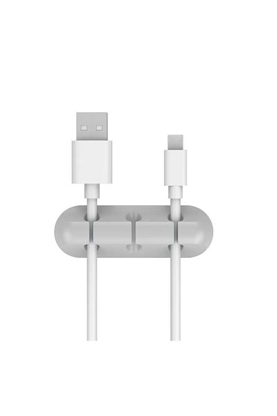 Choice منظم كابل USB من السيليكون NNBILI ذو 3 فتحات باللون الرمادي، لفاف الكابل، مشابك إدارة سطح المكتب، حامل الكابلات