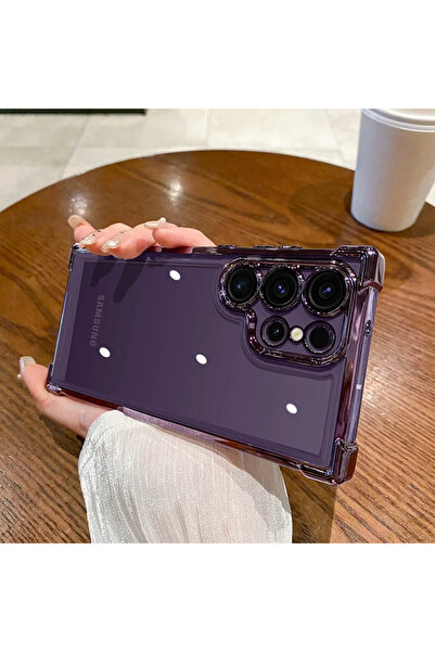 Choice جراب شفاف مقاوم للصدمات فاخر باللون الأرجواني الداكن لهاتف Samsung S21Ultra لهاتف Samsung Galaxy A55 A53 A35 5G S24