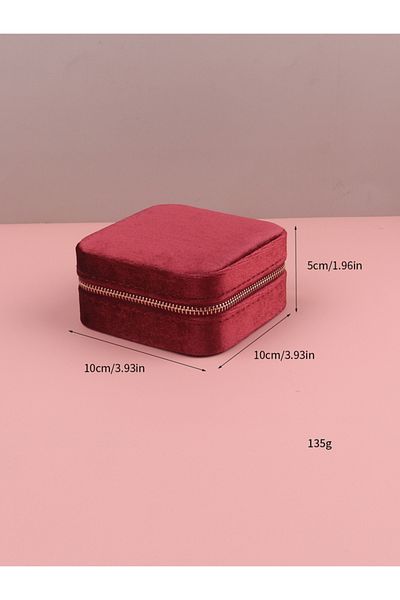 Choice Red Velvet Jewelry Box For Women Geometric Sqaure Jewelry Storage Case Necklace Ring Earrings Travel