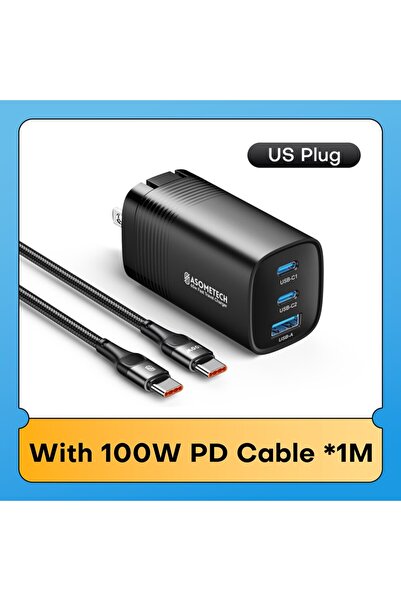 Choice US With 100W Cable ASOMETECH GaN USB Type C Charger 65W 45W PPS PD QC4...