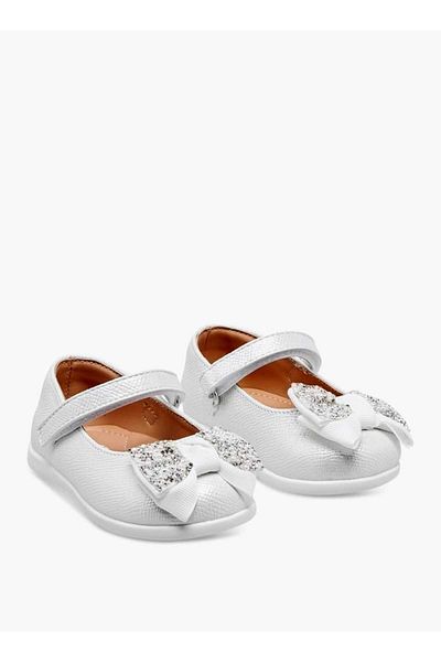 Barefeet Bow Embellished Mary Jane Shoes with Hook and Loop Closure