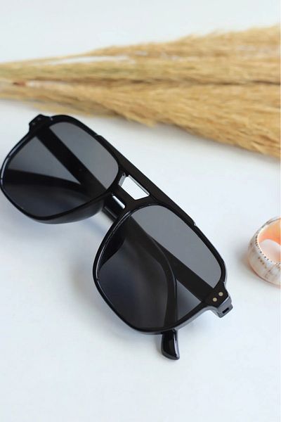 LUPİX Unisex Square Rectangular Black Uv400 Protected Vintage New Season Sunglasses