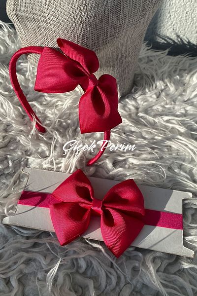 SavBrand Fuchsia Mother's Maternity Crown and Baby Bandana with Bow