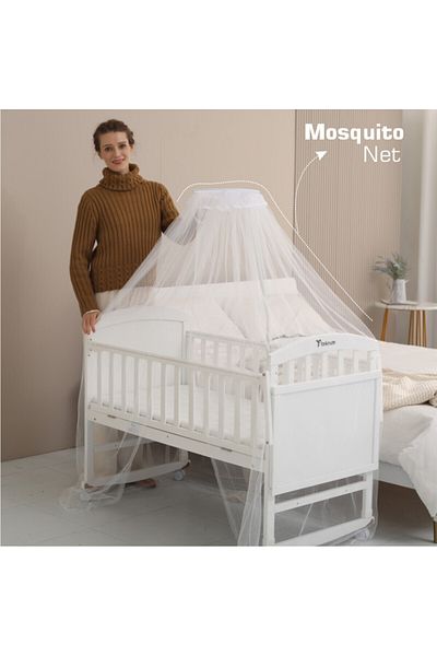 TEKNUM 7 - in - 1 Convertible Kids Bed & Bedside Crib w / Mattress, Mosquito net (0 - 12yrs) - White