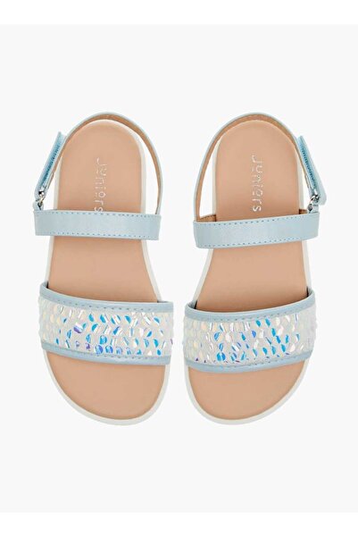 Juniors Sequin Embellished Strappy Sandals with Hook and Loop Closure