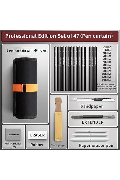 Choice 47 Piece Set Sketching Pen Set Drawing Pen Sketching Pencil Student Drawing Art Drawing Brush HB Pen