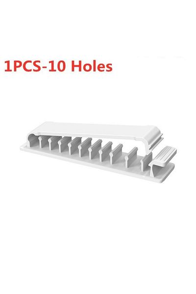 Choice منظم كابلات أبيض مكون من 10 فتحات، حامل سلكي لإدارة الأسلاك، منظم كابلات USB مرن من السيليكون