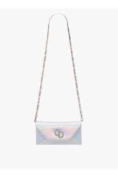 Celeste Embellshed Crossbody Bag with Chain Strap and Flap Closure