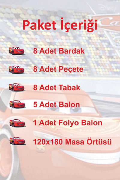 Cansüs Cars Mcqueen Θεματικό Σετ Γιορτής για 8 Άτομα