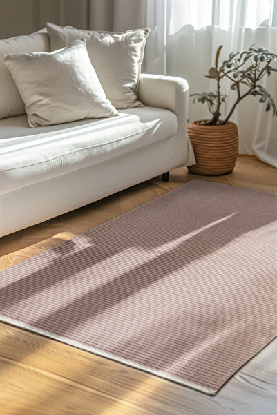 dekozer Lidya Bukle Jüt Çizgili Halı – Kaydırmaz, Kadife Hissi, Kolay Temizlik, Antibakteriyel, Modern