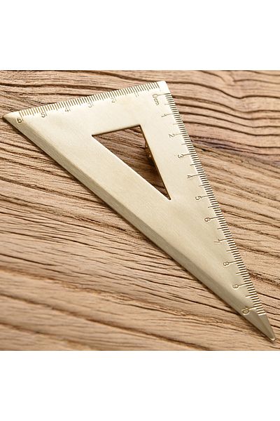 Choice Acute Angle Retro Brass Straight Rulers Centimeter Inches Metal Triangle Ruler Protractor Stationery