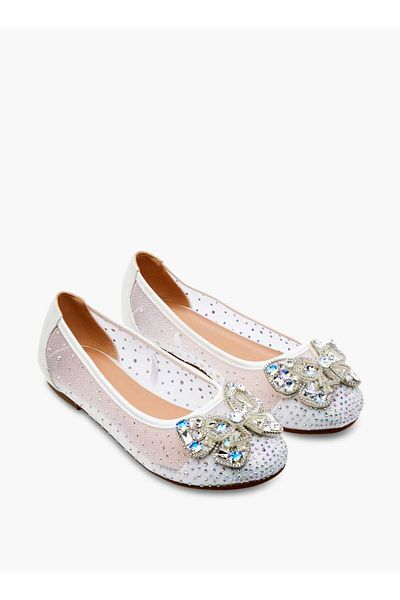 Celeste Girls' Bow Embellished Slip-On Ballerina Shoes