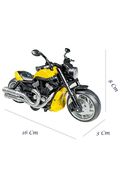Toyaş Model Motor with Light and Music Pull and Drop Engine Diecast Motor Models Yellow 16cm