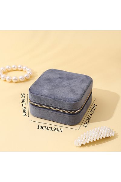 Choice Gray Velvet Jewelry Box For Women Geometric Sqaure Jewelry Storage Case Necklace Ring Earrings Trave