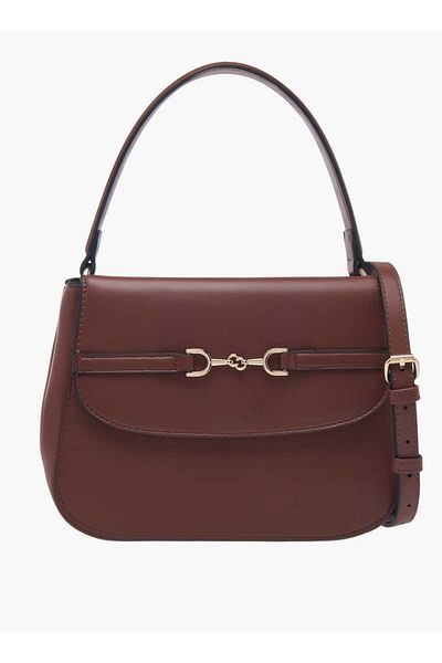 Celeste Solid Satchel Bag with Adjustable Strap and Button Closure