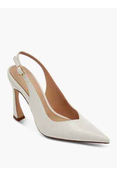 Paprika Pointed Toe Slingback Shoes with Buckle Closure and Stiletto Heels