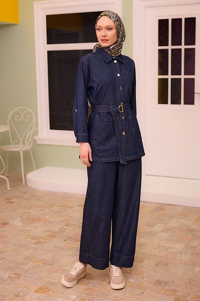 LOCCO Dark Blue Rins Wash Double Women's Set