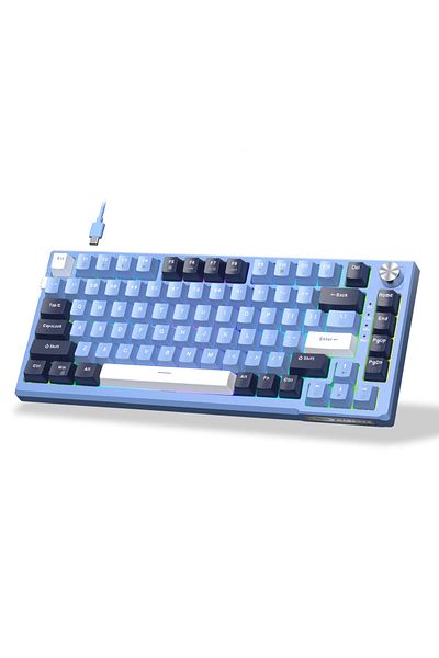 MageGee لوحة مفاتيح الألعاب الميكانيكية Blue Whale Switch MageGee SKY81 75%، حشوة RGB قابلة للتبديل السريع سلكية مخصصة