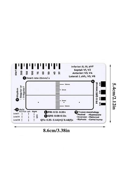 Choice Without slotting 7-step plastic ruler electrocardiogram reading and measuring tool, transparent elec