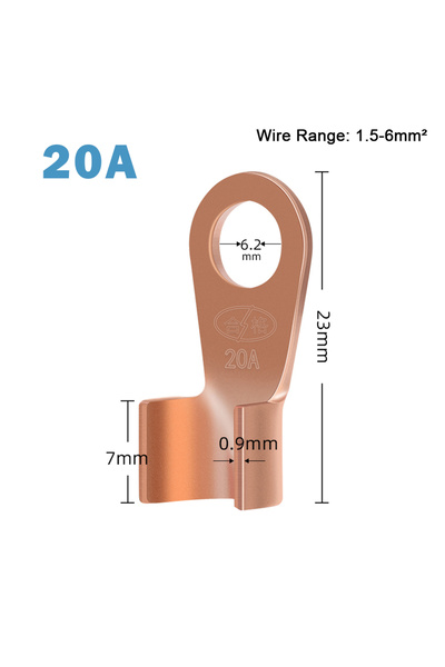 Choice13 10pcs 20A 10/50PCS Copper OT Terminal Non-Insulated Wire Connector B...