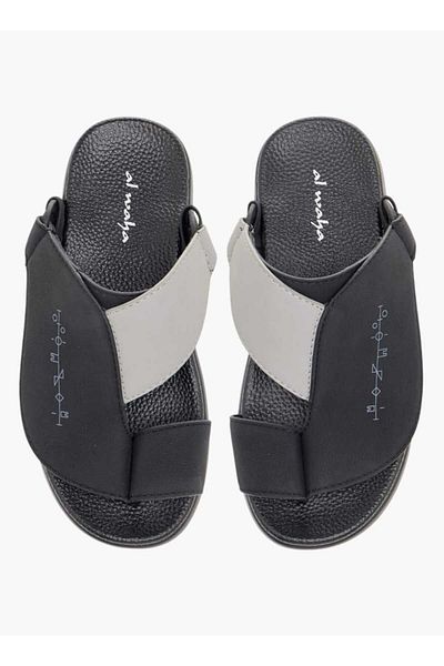 Al Waha Embroidered Slip-On Arabic Sandals with Toe Loop Detail