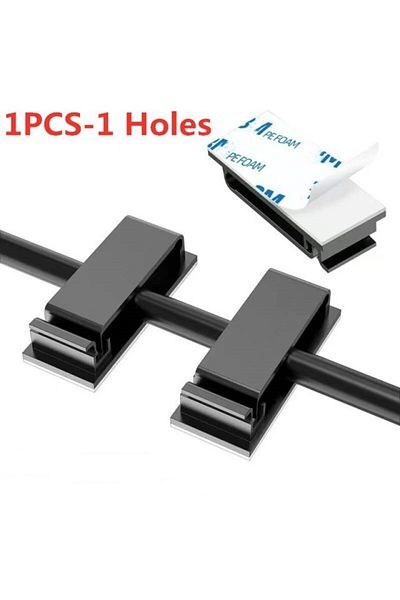 Choice 1 Holes-Black Cable Organizer Cord Management Wire Holder Flexible USB Cable Winder Tidy Silicone Cl