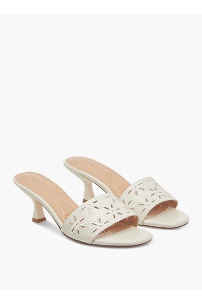 Celeste Women's Flower Embroidered Slip-On Sandals with Kitten Heels