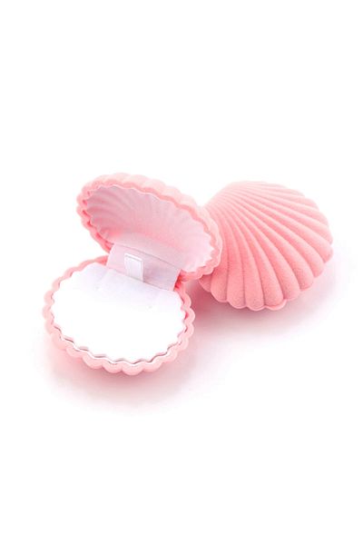Choice Pink 1 Piece Lovely Shell Shape Velvet Jewelry Box Wedding Engagement Ring Box for Earrings Necklace