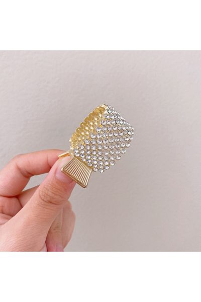 Choice Golden Fashion Pearl Rhinestone Metal Hair Clip Women Girls Mini High Ponytail Holder Crystal Hair C