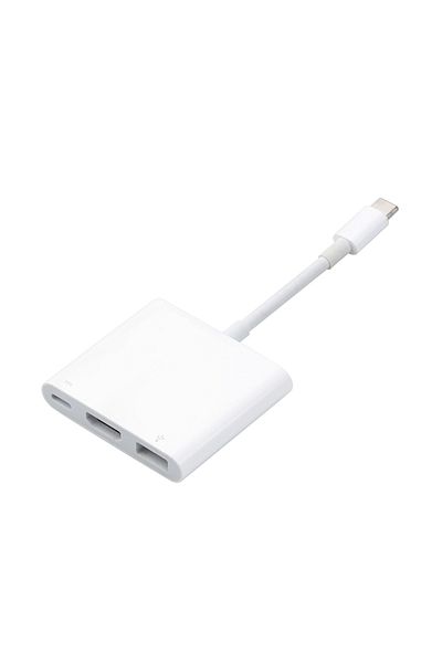 Choice موزع USB 3 في 1 أبيض 3 في 1 موزع USB C إلى HDMI موزع USB 3.0 متوافق مع Type-c إلى HDMI