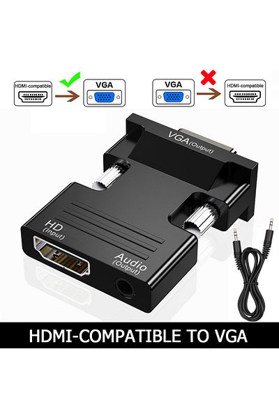 Choice <=0.5 متر مع كابل صوت ذكر إلى أنثى متوافق مع HDMI إلى محول VGA كابل صوت عالي الدقة 1080 بكسل