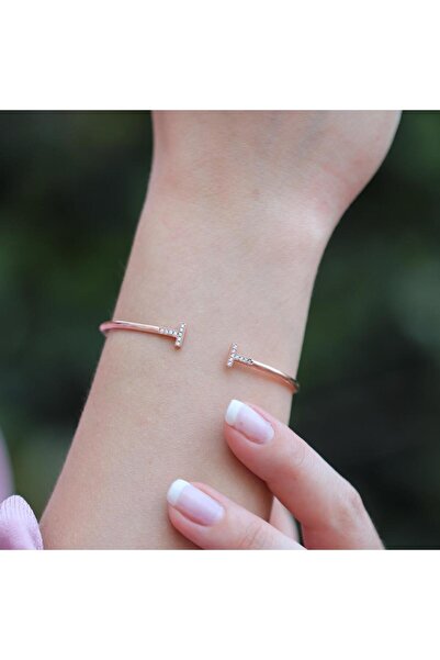Necati Gün Tiff Modeli Zirkon Taşlı Rose Gold Kaplama Kelepçe