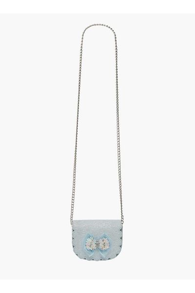 Little Missy Bow Accent Crossbody Bag with Chain Strap and Button Closure