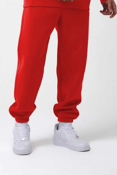 ruNadeS Men's Red Standard Fit Regular Cut 3 Thread Pocket Comfortable Cotton Jogger Sweatpants