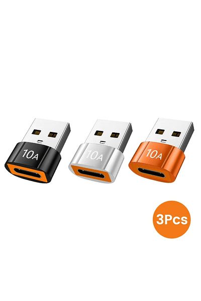 Choice 3PCS B-Mixed 10A USB 3.0 Type C Adapter TypeC Female To USB Male Converter Fast Charge Data Transfer