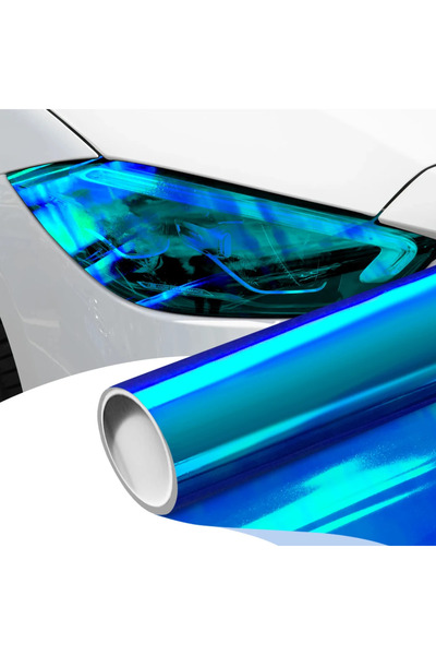 Choice15 ملصق سيارة أزرق غامق مقاس 30 × 120 سم، مصباح أمامي وخلفي، فيلم مقاوم...