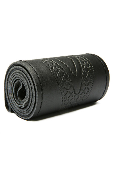 Choice غطاء عجلة قيادة السيارة من الجلد الطبيعي بخيوط سوداء من جلد البقر المن...