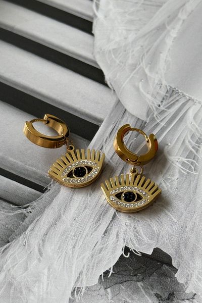 Trendy Butik أقراط العين من حجر الزركون الصلب