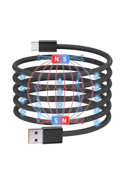 Choice 1m USB to Type C 100W Magnetic Suction Anti Winding USB C Cable Fast Charging Wire Mobile Phone Wire