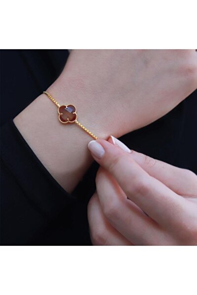 Necati Gün İkonik Alhambra Yonca Zultanit Taşlı Gold Kaplama Asansörlü Bileklik