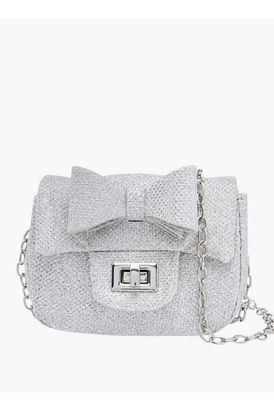Little Missy Bow Accent Crossbody Bag with Chain Strap and Twist Lock Closure