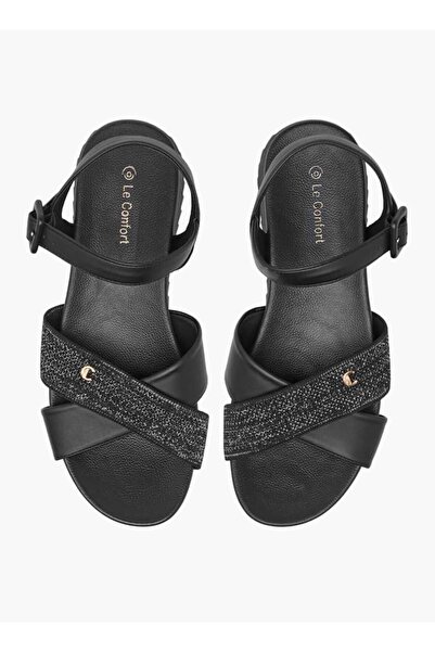 Le Confort Le Confort Textured Cross Strap Sandals with Buckle Closure