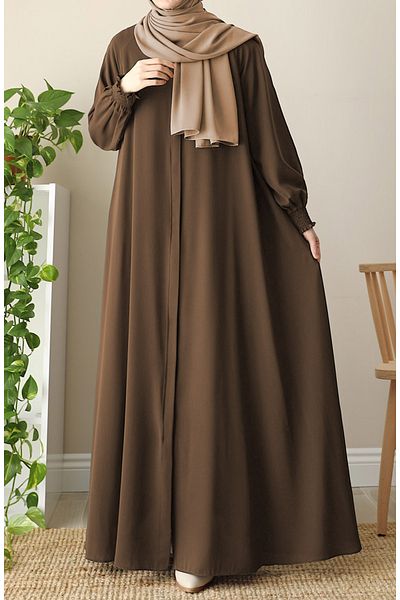 suhneva Asel Mevlana Flared Ferace Brown